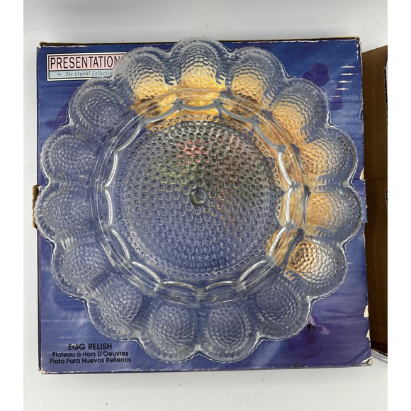 Indiana Glass‎ Clear Glass Egg Relish hors D'Oeuvres Platter 11" Diameter - Picture 8 of 8